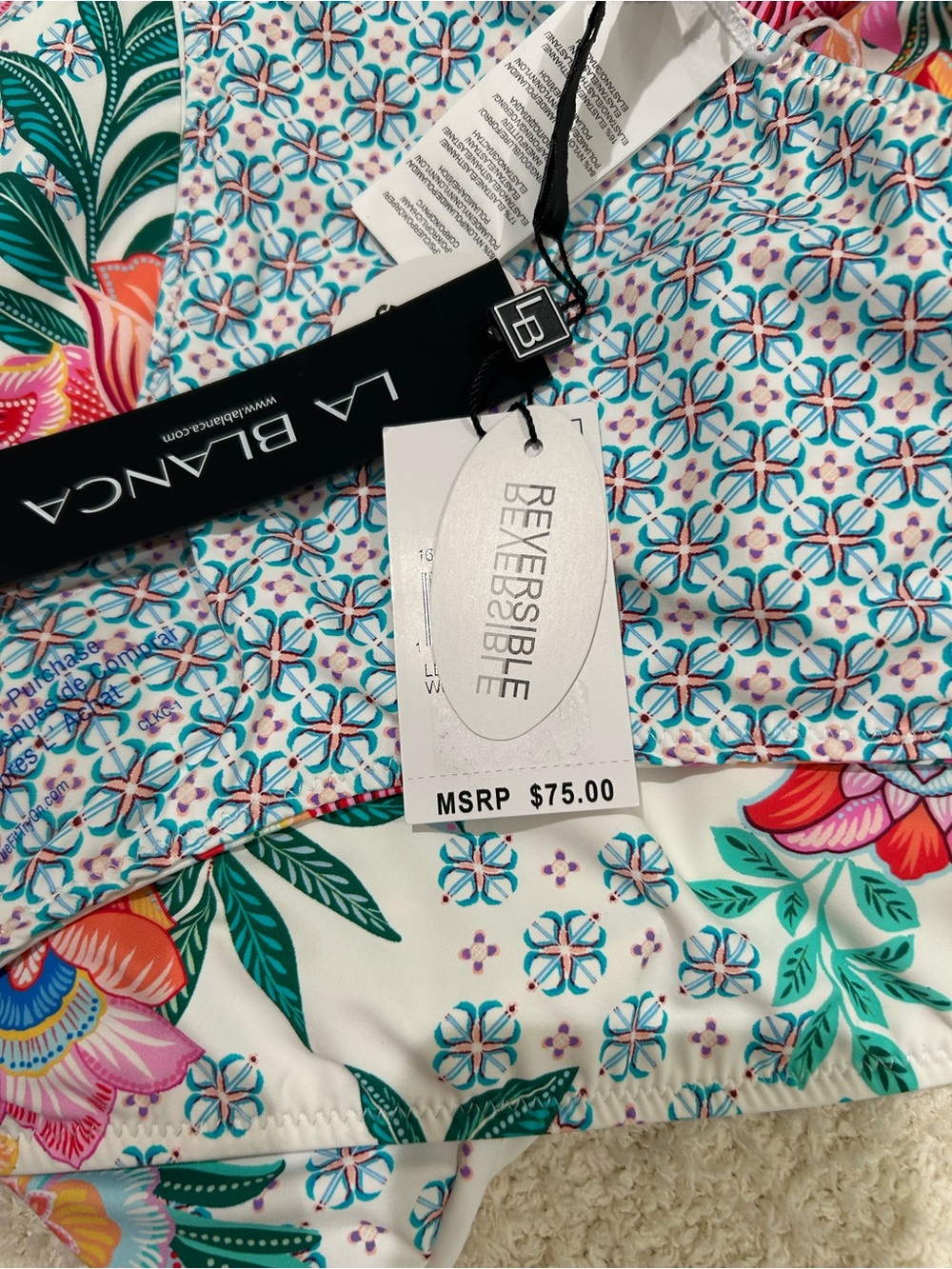La Blanca Rivera Resort Floral Halter Tankini Swimsuit Set NWT Sz 16 Coastal - Picture 10 of 11